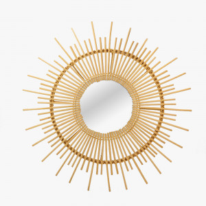 Wicker Mirror (16.9” x 16.9” x 0.7”)